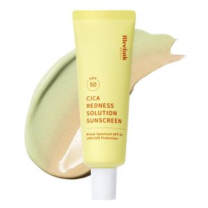Meebak Tinted Sunscreen SPF 50    Redness Correcting CC Cream Green Color Corrector Centella Sunscreen Tone ing Primer w/Centella & Ceramide Fair to Medium Skin Tone Korean Skin Care 50ml