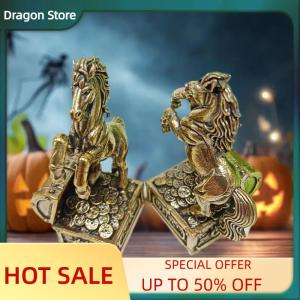 Dragon 1pcs Zodiac ngựa Tượng trang trí quà tặng Brass Ngựa phong thủy bức tượng nhỏ thủ công văn phòng trang trí nội thất phụ kiện