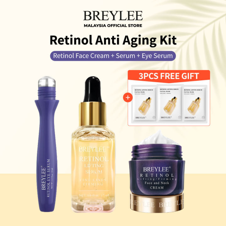 BREYLEE Retinol Set Anti Aging Firming Face Mask Cream Eye Serum Anti