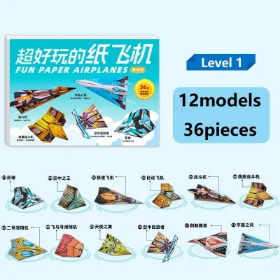 Creative Origami Plane Kit Funny 3D Colorful Paper Airplanes Set Kids Handmade Puzzle Origami Book