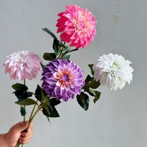 EKILLERLY Long Branch 3D Printed Dahlia Real Touch Realistic Artificial Dahlia Branch Long-Term Decor Large Flower Artificial Faux Flower Wedding Decor