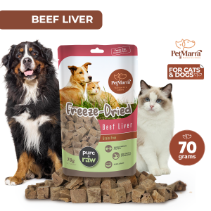 PetMarra Freeze-Dried Dog and Cat Treats Beef Liver Flavor 70g freeze dried dogs cats kitten puppy snacks treat