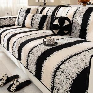 Plush Sofa Cushion Soft Anti Slip Leather Cushion Cloth High-end Feeling Cover Cloth Home Decor