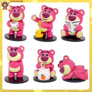Bộ 6 Mô Hình Gấu Dâu Lotso Dễ Thương Món Tráng Miệng Cao 8cm Nhựa PVC Cao Cấp Mô Hình Decor Trang Trí Bộ Sưu Tập