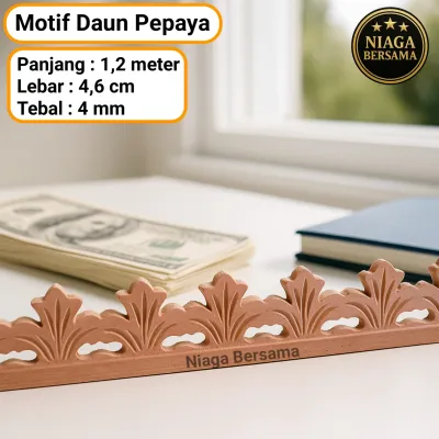 Ornamen Lis Kayu Ukir 120 cm Dekorasi Tempel Aneka Motif Ukiran