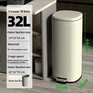 Stainless Foot Pedal Trash Bin Waste Can with Plastic Bucket Inside