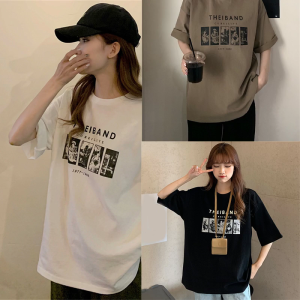 Womens quá khổ Áo thun Thư Đồ Họa Tees cổ tròn ngắn tay áo sơ mi mùa hè T-Shirt giản dị dáng rộng đi bãi biển Tops Quà Tặng