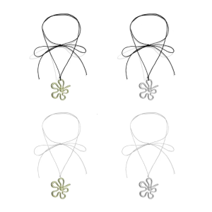 Irregular Flower Collar Necklace Temperament Long Lace up Necklace Summer Choker Clavicle Chain Necklace