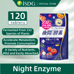 ISDG Japan Night Diet Enzyme Supplement Multiple Enzyme with 232 Kinds Of Organic Vegetables And Fruits Supports Healthy Digestion Improve Sleep Weight Loss 120 Tablets