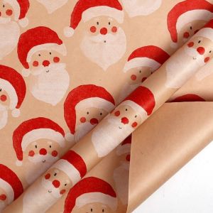 RAFELLA 300cm Christmas Wrapping Paper Santa Claus Elk Xmas Arts Kraft Paper Festive Decorative Present Box Packing Christmas Gift