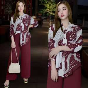 ULRICA SETELAN CRINCLE WANITA KEKINIAN LD 120  ATASAN KEMEJA OVAL CELANA LURUS BAHAN CRINCLE AIRFLOW