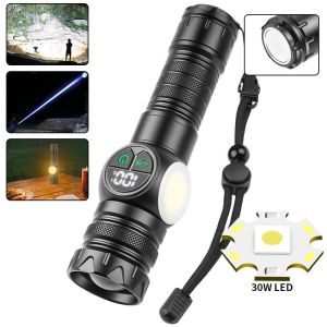 AE New Magnetic Strong Light Flashlight with Smart Digital Display White Flashlight with Side Light for Outdoor Emergency Repair Work
