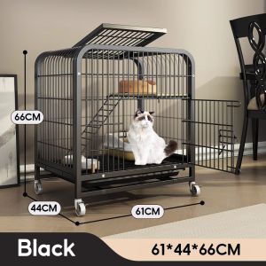 Greenpets Cat Cage Heavy Duty with Wheels Portable Black Square Tube Pet Cage For Cat House With Litter Box Malakas na Kulungan ng Pusa