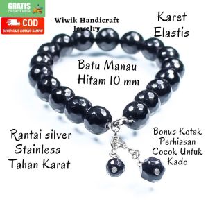 Gelang tangan wanita Gelang batu Merah 8 mm dan 6mm dirangkai karet stainless tahan karat Kado Hadiah Terbaru