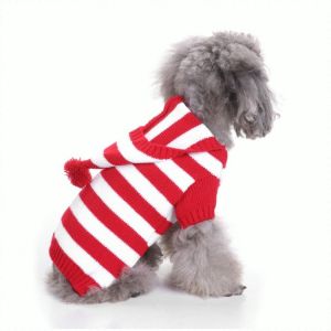 Dog Christmas Snowman Dress Up Sweater High Neck Striped Dog Costume