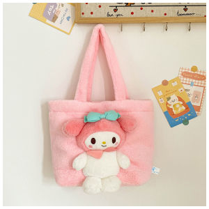 Túi tote đính gấu hoạt hình Sanrio Kuromi Melody..Phong cách dễ thương