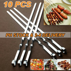 10pcs Stainless Camping Barbecue BBQ Skewers Needle Kebab Kabob Sticks Kitchenware Party Supplies