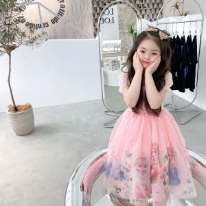 Congme Kids Clothes Dress Fashion Girl Elsa Dress Puffy Gauze Skirt For Girls Princess F rozen Dress Birthday Party Derss