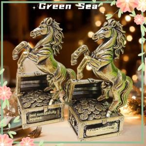 Green sea lazlook เครื่องประดับรูปปั้นม้าจักรราศี1ชิ้นของขวัญรูปปั้นม้าทองเหลืองฮวงจุ้ยรูปม้าแกะสลักขนาดเล็กงานฝีมือสำนักงานอุปกรณ์ตกแต่งบ้าน
