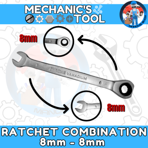 Combination Ratchet Wrench with Variations 8mm Upto 19mm Cr.V High Quality Heavy Duty Tool