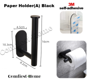 [SG Stock] No Drill Toilet Roll Holder with 3M Self Adhesive  Toilet Paper Holder (304 Stainless Steel) Tissue Holder for Kitchen Bathroom Bath Wall Hooks Towel Hook Hanger Shower Door Closet Cabinet Rack