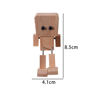 รถหุ่นยนต์ไม้ขาแกว่งตลก2ชิ้นเครื่องประดับแผงหน้าปัดตุ๊กตาไม้อุปกรณ์ตกแต่งภายในรถการบีบอัด