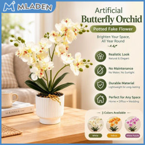 MLADEN Artificial Butterfly Orchid Potted Plant Fake Flower for Wedding Decor Fake Flower Home Office Desk/Dining Table