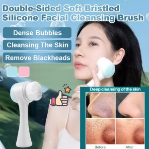 🔥 Super Low Price🔥Dual Face Cleansing Brush Soft Silicone Bristles Manual Face Scrubber Deep Pore Cleaner Exfoliating Skin Care Tool For Men And Women Daily Face Wash Brush Gentle Pore Cleansing Brush Manual Cleansing Soft Silicone Bristles