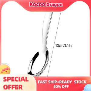 Kocoo ช้อนกลมทำจากสแตนเลสด้ามยาวสำหรับมื้อค่ำสีแดงสีทองช้อนคนทำของหวานสำหรับเครื่องครัวอุปกรณ์เสริมในครัว