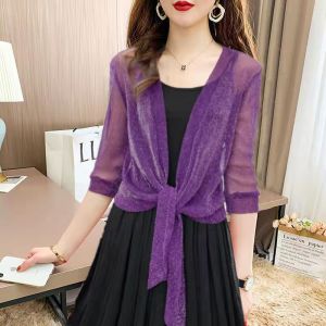Áo Cardigan Ren Nữ Mm Lớn Chất Béo Khăn Choàng Nhỏ Mỏng Với Áo Chống Nắng Mới Cho Nữ Áo Khoác Ngắn Xia Yang