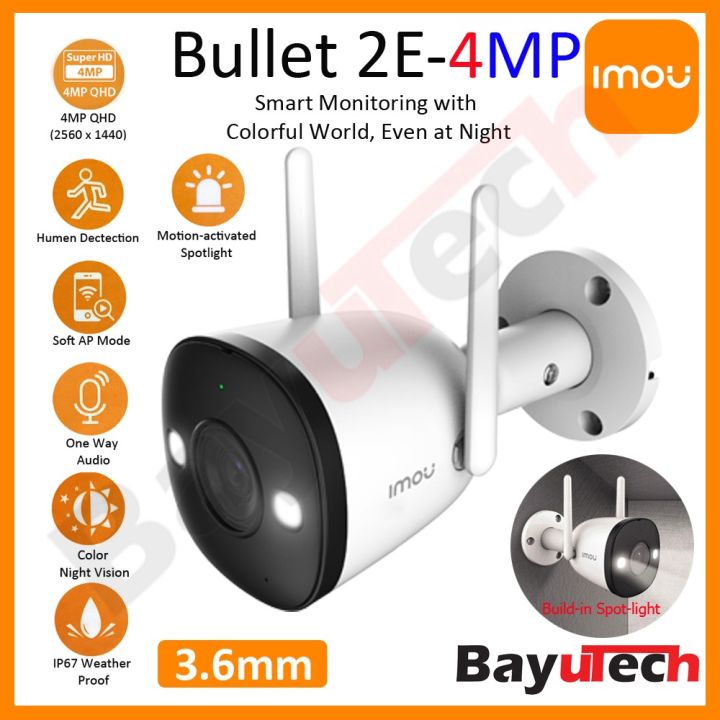 DAHUA IP Camera IMOU BULLET 2E Builtin Mic 2K H.265 IP67 Weatherproof