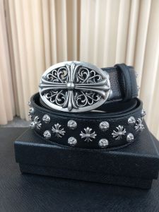 Six-pointed Star First Layer Cowhide Trousers with Cross Rivet Belts Mens Metal Fashion Belt 3.6cm