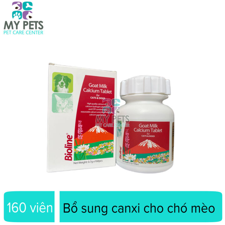 Viên nhai bổ sung canxi sữa dê cho chó mèo bioline - Hộp 160 viên ...