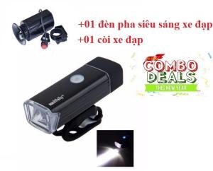 Đèn Pin LED màu Đỏ kèm đế kẹp hiện đại Tặng Còi xe đạp