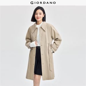 Giordano Women Pointed collar raglan sleeve trench coat Free Shipping 05374687