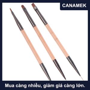 【CANAMEK】 3Pcs Đôi Kết thúc 7 9 11Mm Lót Sơn Bàn Chải Móng Tay Nghệ Thuật Phẳng Vòng Vẽ Hoa DIY Cánh Hoa Bút Công Cụ