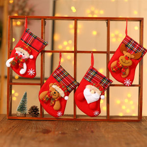 Christmas Decoration Santa Bib Socks Ornaments Pendant Small Boots Children New Year Candy Bag Gift Fireplace Tree Jewelry