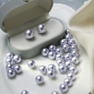 Viviann Original Design 8-14mm Crystal Light Purple Pearl Earrings for Women S925 Sterling Silver French Elegant Round Pearl Stud earrings Hot Sale Purple Color Pearl Earring for Women Wedding Dinner Party Jewelry Gift For Girl