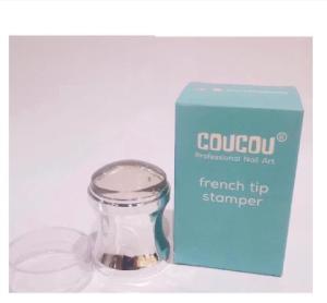 Happy Pretty Shop Coucou French Tip Stamper  Clear Silicone Head Manicure Scraper Transfer Templates Printing Kits Nail Art Stamping Plates