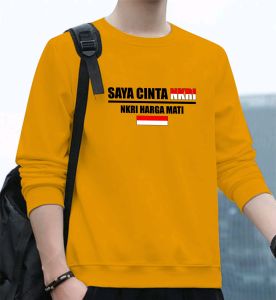 Bisa COD Sweater Saya Cinta Nkri Kaos Hut RI Baju Dirgahayu Indonesia Sweter Pancasila Crewneck Cowo