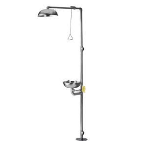 Composite Emergency Shower Eyewash 304 Stainless Steel Mounted Factory Inspection Vertical Double Eye Washing Shower Set