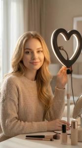 Ring Light for DeskHeart Table Light with 26" high Stand RGB 47colors Selfie LightUSB Powered LED Desk lamp with Phone Holder for Makeup Lights Lap Live Stream YouTubeTikTok
