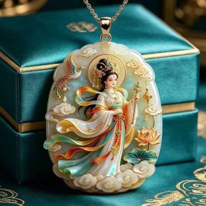 Fortune and Good Luck Keychain Gift 已开光 招财钥匙扣礼物 九天玄女吊坠项链四色可选莲花祥云招财纳福保平安开运国风礼品