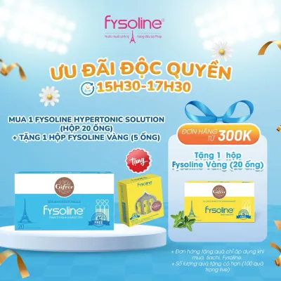 Chính Hãng - Nước muối ưu trương Fysoline Màu Xanh - chuyên hỗ trợ giảm nghẹt mũi cho bé - Hàng Pháp