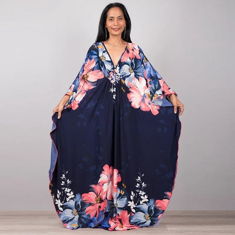Greek Goddess Floral Print Long Dress Stuning Versatile Party Dress Black  Kaftan High Waist Batwing Sleeve Maxi Dresses For Elegant Women Multi  Design Robe | Lazada Singapore