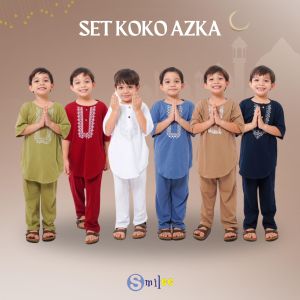 Setelan baju muslim Koko Azka Smilee  anak laki laki uk 1-5 th bnyk warna
