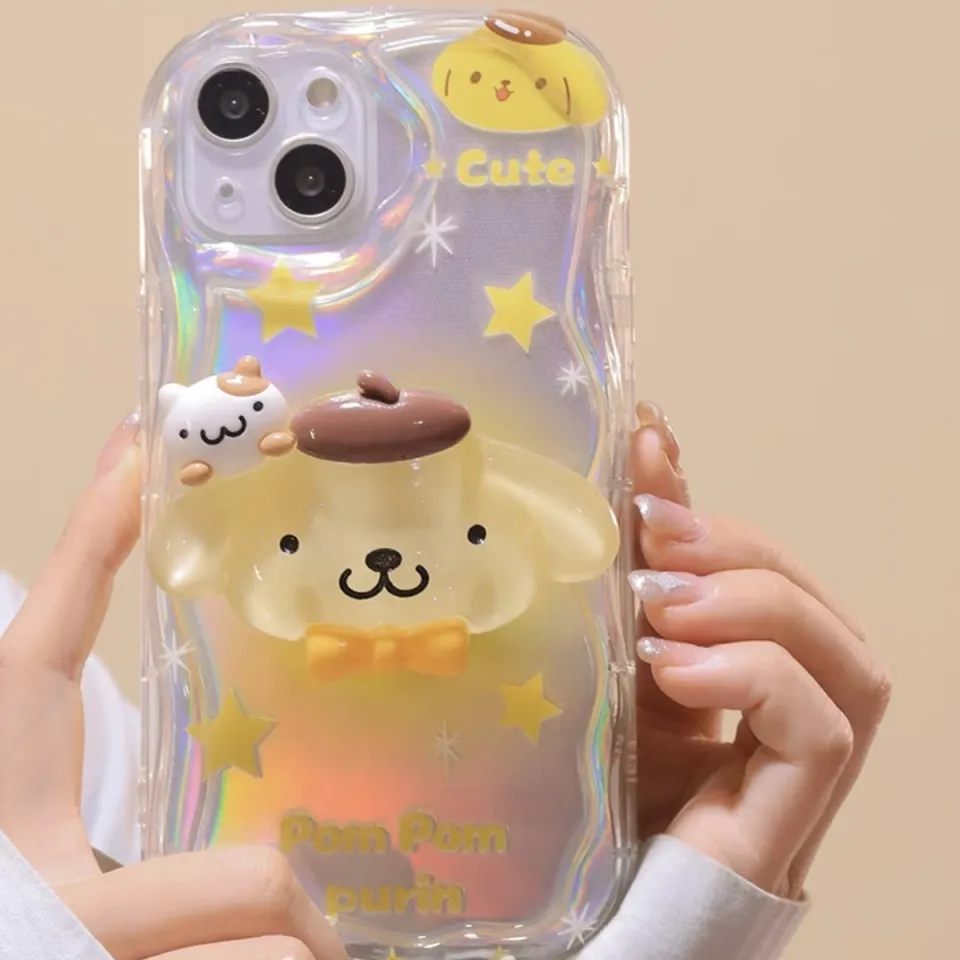 3D Sanrio Melody Cinnamoroll Pom Pom Purin Phone Case For Iphone