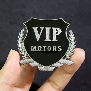 Miếng dán logo kim loại chữ VIP MOTOR bông lúa - trang trí ô tô xe máy