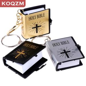 [COD] KOQZM KITCHEN Mini English Holy bible Keychain Religious Cross Key Ring