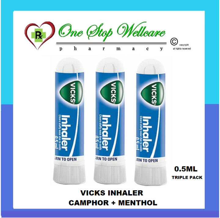 VICKS INHALER CAMPHOR + MENTHOL 0.5ML (TRIPLE PACK) (EXP: 05/2025) | Lazada